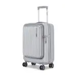 Safari SELECT RECOIL 55 Cms Cabin Trolley Bag Hard Case Polycarbonate 8 Wheels with 360 Degree rotation, Recessed TSA Lock, Anti-Theft Zipper, Trolley Bags for Travel, Suitcase for Travel, Silver