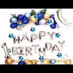 SV Traders 1st Happy Birthday Decoration Blue Silver Theme Kids Favorite For Girls/Boys/Combo
