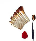 Lenon Beauty Premium Quality Nkad makeup kit brush Set of12 pc Oval brush with sponge puff combo(Pack of 3) (3 Items in the set)