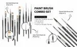 ArtRight 19 Pcs Paintbrush Combo Of Flat Paint Brush Set (8 pcs) + Liner Brush Set (4 pcs) + Round Paintbrushes Set (7 pcs) - Handmade Artists' Assorted Paint Brushes Set for Acrylic & Watercolor Painting