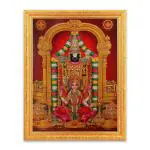 BM TRADERS Tirupati Balaji with Maa Lakshmi Golden Zari Art Work Photo in Golden Frame Big (14 x 18 inch)