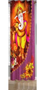Dc Decastle 3d Printed Ganpati 152 cm (5ft) Window Curtain for pooja room, temple(multicolour)|pack of 1