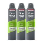 Dove Men+Care Extra Fresh Dry Spray Antiperspirant Deodorant, Up To 48 Hrs Protection From Sweat & Odour, Instantly Dry For Cleaner Feel, Dermatologically Proven Formula, Soothes & Moisturises Skin, Energizing Citrus Scent, 250Ml (Pack Of 3)