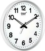 Sonam Silver Round Plastic Analog Wall Clock for Home/Office, 12.20 x 12.20 Inch