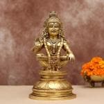 JANIJATRA Brass Lord Ayyappa Idol - 12-Inch murti Sacred Swamy Statue for Worship and Décor