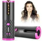 GLORIAL STAR Automatic Hair Curling Iron, Rechargeable, Rotating Ceramic Barrel Hair Curler Fast Heating with 6 Temperature & Timer Settings, Auto Shut-Off Portable, Multicolor