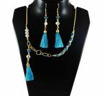 JAYA VISION ENTERPRISES Gem Stone Turquoise beads & Tassel Necklace