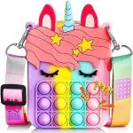 Pop It Bag Unicorn Shape Sling Bag,Cross Body Bag,Shoulder Bag,Fidget Purse for Kids Stress Relief