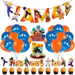 Zyozique Dragon Ball Z 4th Birthday Party Kit - Banner, Balloons, Cake & Cupcake Toppers (Pack of 37)