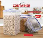 TRIVESH Lock & Lock Classics Square Plastic Airtight Food Storage Containers with Leakproof Lid, 1500ml,1000ml,500ml , Set of 3, Transparent