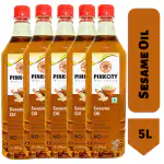 Pinkcity Wellness 5L Pure Sesame Oil | Til Oil | Gingelly Oil | Wooden Cold Pressed Oil | 1 Litre x 5