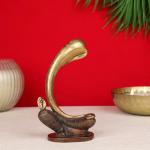 NIKSA HOMES Brass Ganesha Face Table Top Statue | Modern Abstract Art | Vinayak Ganpati Murti | Gajanan Sculpture | Ganesh Chaturthi Festival Gift | for Home, Temple, Festive Gift | Brass -Gold