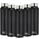 The Better Home Reusable Standard Black Stainless Steel Water Bottle 1 L (Pack of 5)