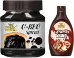 Mr.Kool O-reo Spread 350gm and Caramel Syrup 200gm. Pack Of 2 Combo. (200g syrup, 300g jam spread)