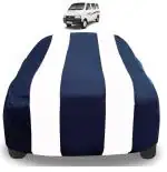 Auto Hub Car Cover Compatible with Maruti Eeco with Mirror Pockets, Triple Stitched, Water Resistant Car Body Cover, Navy, White