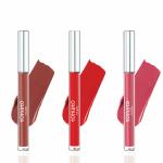 Flicka 3 Tomato Liquid Lipstick Set-Brown Nude,Red & Pinkish Nude|Non Transfer Liquid Matte Lipstick
