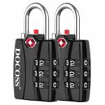 DOCOSS-Set of 2-022 -Metal TSA Number Lock For Bag 3 Digit Locks for Luggage Bag Lock Combination Password Luggage Locks For Travel (Black)
