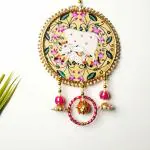 Playful Stitches Handmade Wall Hanging | Decorative items for home | Home entrance decor items | wall decor for living room | home decor items | Entrance decoration (Pichwai Cow - Pink)