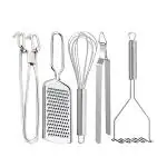 DreamBasket Pakkad & Cheese Grater & Egg Whisk & Roti Chimta & Potato Masher for Kitchen