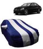 Carigiri White And Navy Blue Car Body Cover For Mercedes C Class(Triple Stitched,Mirror Pockets,Uv Resistant,Dustproof)
