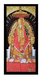BM TRADERS Shirdi Sai Baba Sparkle Print Wall Sticker Poster without Frame (20 x 40 inch)