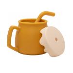 Adore ZEST 2 in 1 Silicone Sip n Snack Sippy Cup with Straw - Silicone Straw Cup for Toddler - Baby Snack Cups with Straw & Lid 180 ml - Yellow