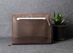 Leather folder, business folder and Document organizer case with space for ipad, business cards (Chocolate Brown)