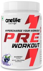 Onelife Pre Workout | Blueberry Flavour | Powered with Citrulline, Beta-Alanine, Taurine, Caffeine for Performance and Endurance 100gm