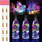 ZILLOQUIL 20 LED Wine Bottle Cork Copper Wire String Lights, 2M Battery Operated Perfect for Home Decoration, Party, Living Room, Bedroom, Dining Room, Decor Light (Multi, Pack of 10)