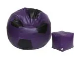 Autarky XXL Leatherette Football Shape Bean Bag Cover Without Beans (Purple - Black )