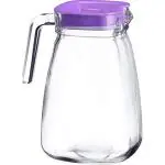 PASABAHCE 1.8 L Water Pasabahce Carre Glass Water Jug with Acrylic Lid (1800 ml) (Purple Lid) Pitcher (Glass)