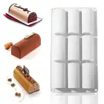 MoldBerry Silicone Cake Molds for Bakin - 9 Cavities Cake Roll Pan Chocolate Mold Cake Molds for Baking - 3D Cylinder Baking Mold for Candy Pastry Dessert DIY Soap Mold - Silicone Mini Loaf Pan