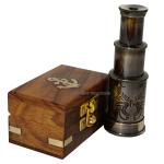 Sohrab Nautica's 6 Inch Black Antique Brass Spyglass Handcrafted with Wooden Box use for decorative and Gift Item