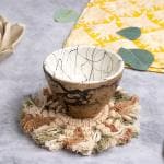 PHIRKCRAFT Wooden Epoxy Resin Bowl for Kitchen and Dining/ Serving Bowl/ Wooden Snacks Bowl in Marble Texture (White, Pack of 1)