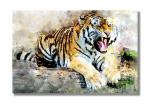 Tamatina Multicolor Modern Art Tiger Scenery Unframed Art Canvas Painting - 48X36 Inch