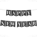 Festiko Happy New Year B&W Banner, New Years Eve Party Supplies 2023, Happy New Year Decorations 2023, New Year Eve Banner