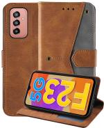 Autofocus Faux Leather Back Case Flip Cover for Samsung Galaxy F23 5G with ID Card Slot | Foldable Stand | 2 Card Slot | 1 Cash Slot | Magnetic Closure - Executive Brown, 21072