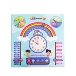PunToon Kids 7 in 1 Wooden Calendar Toy Clock with Sliders Board Game Weather Days Seasons Time for Kids Fun Preschool Early Learning Educational Toy for Toddlers Boys & Girls