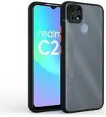 AmericHome Realme C25s, Realme C25, Model RMX3195, RMX3193, RMX3191 Black Plastic, Rubber, Polycarbonate Shock Proof Mobile Back Cover