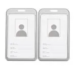 Shining Zon Natural Hard Metal Aluminum Alloy PVC ID Card Holder Badge with Scratch Guard for Office ID Cards Only (Silver Vertical - 1)