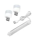 NSSC UT-98 Portable USB LED Mini Tube Light-10inch with High Brightness Cool Day Light for Small Rooms Petty Shops Car Indoor Mini Light Straight Linear LED Tube Light 1M Wire & 2 Pc USB Mini Bulb