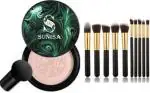 SUNISA BB CC Foundation Cream With 1 Mushroom Head Air Cushion Puff 20g and 10pcs Black Makeup Brushes Set - (Pack of 12)