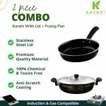 Kashvi Premium Non-Stick Cast Iron Cookware Combo for Home, Kitchen, Dhaba, Restaurant: Frying Pan & Kadai with Stainless Steel Lid( 26cm Diameter 3.5L,26 cm, Capacity 1.5 Ltr.Cast Iron, 2.9mm Thickness)