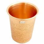Prisha India Craft Pure Copper Embossed Design Glass,Capacity 300 ML,set of 2