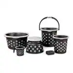 Cello Fusion 6 Piece Plastic Bath Set, Black