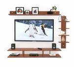 Anikaa Jasper Engineered Wood Wall Mounted TV Entertainment Unit (Walnut)- Ideal for Upto 55