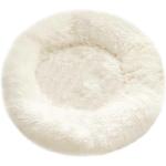 Hiputee White Luxurious Round Faux Fur Bed For Dogs And Cats (Xxl)