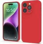 Lunitune iPhone 14 PRO, Shockproof Slim Back Cover Liquid Silicone Case (Red)