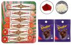 BHAKTI 2 SHAKTI MAKING WORSHIP SPECIAL Rakhi for brother | Bhaiya ki rakhi | Fancy rakhi for men with roli & akshat | Diamond Rhombus with Golden Moti | Pack of 6 | With Chocolate Shots