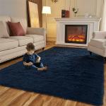 Shag Weaving Carpet Dark Blue Polyester Runner (60 cm X 180 cm Rectangle)Dark Blue